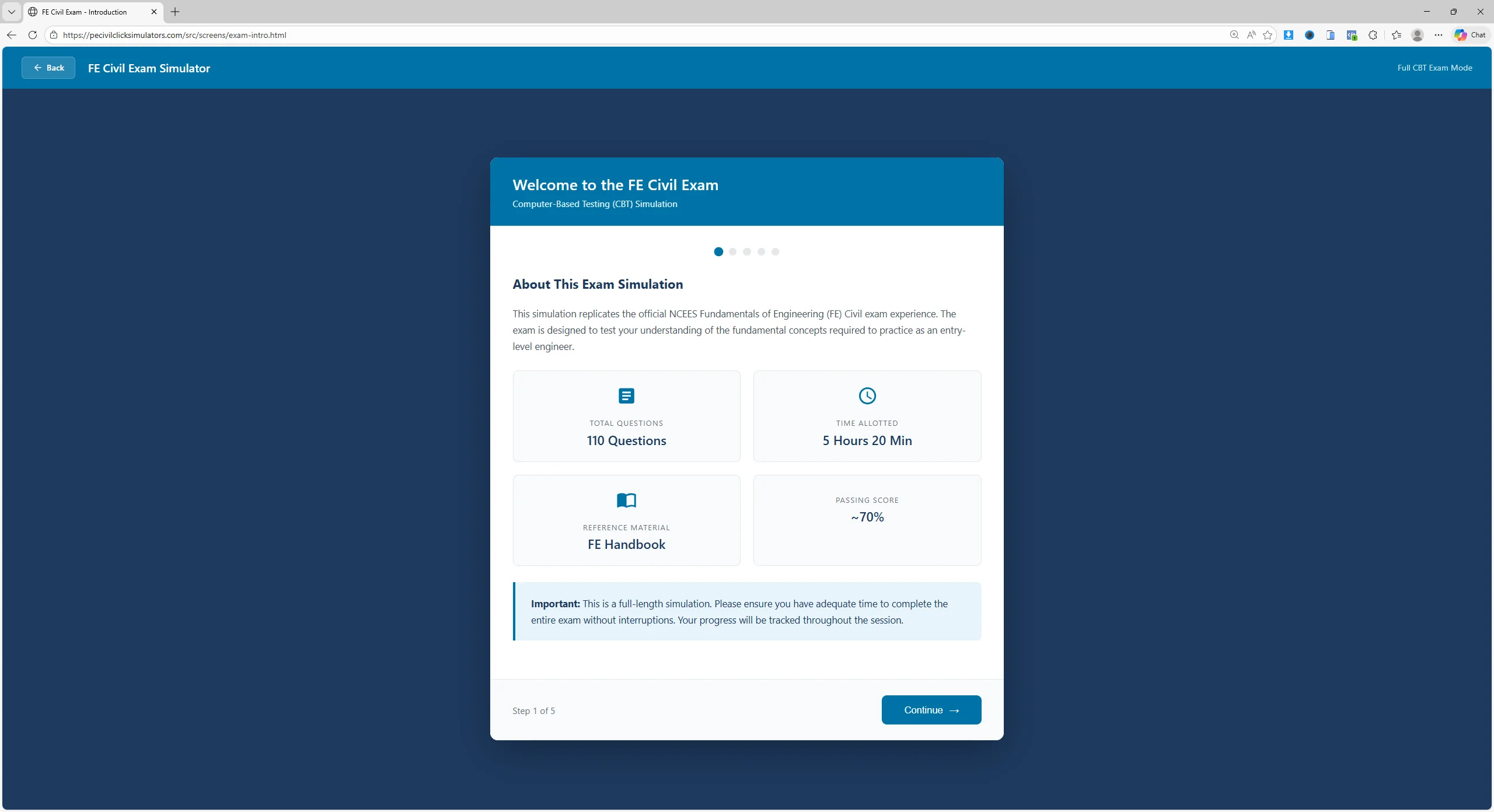 Full CBT Exam Screenshot